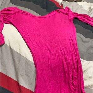 Pink quart sleeve high low shirt
